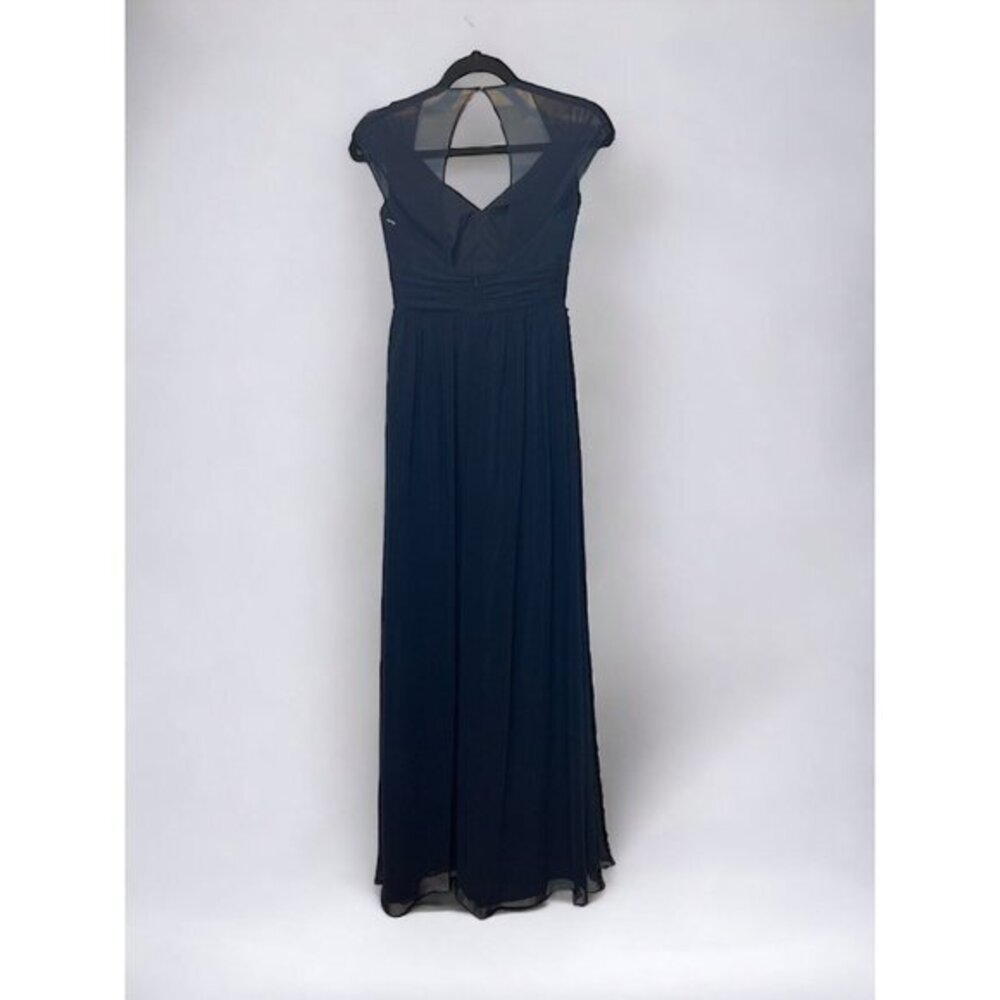 NEW Jenny Packham Midnight Blue Chiffon V Neck Size 0 Maxi‎ Dress Gown